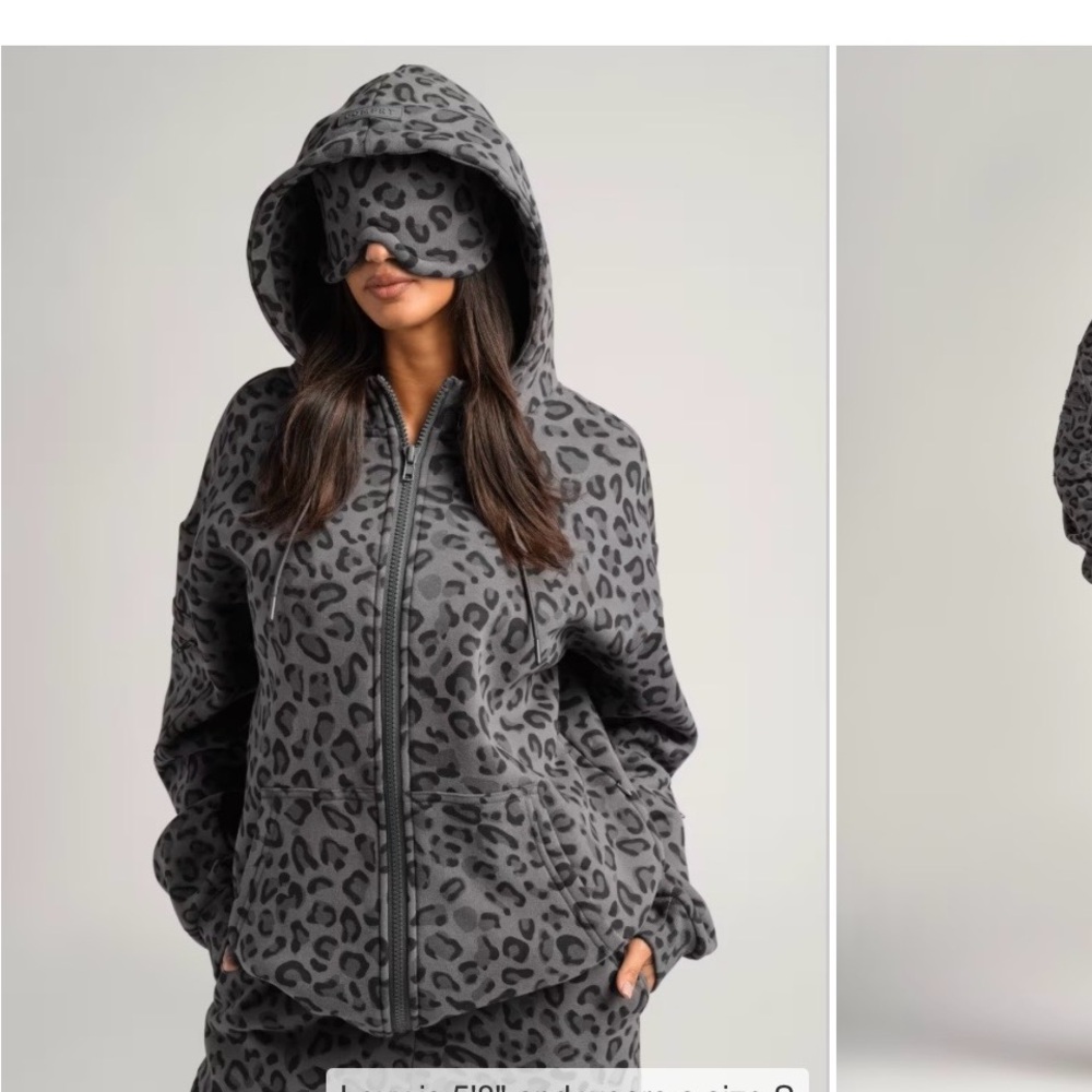 Leopard Print Gray Hooded Jacket cmfrt brand